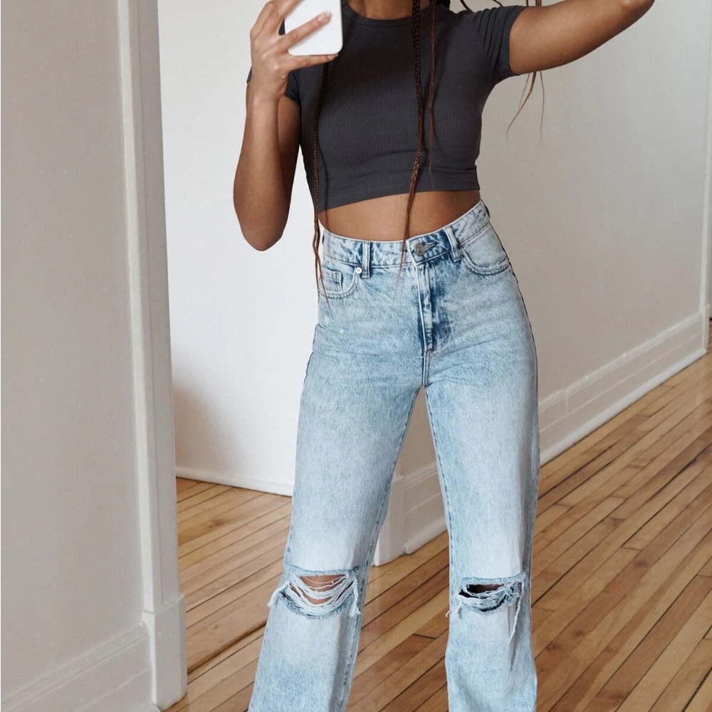 Garage Distressed Wide Leg Jean Aspen Blue